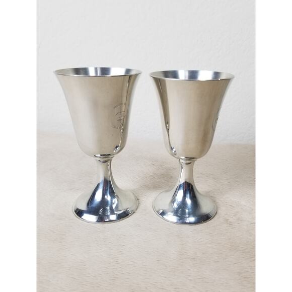 Roche Water Goblet 5" Towle Pewter Set of 2 Home Decor Vintage Collectible - Picture 7 of 10
